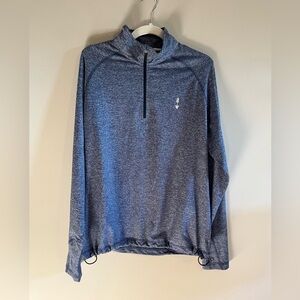 Bunning heather blue long sleeve zip up golf shirt tie waist size small